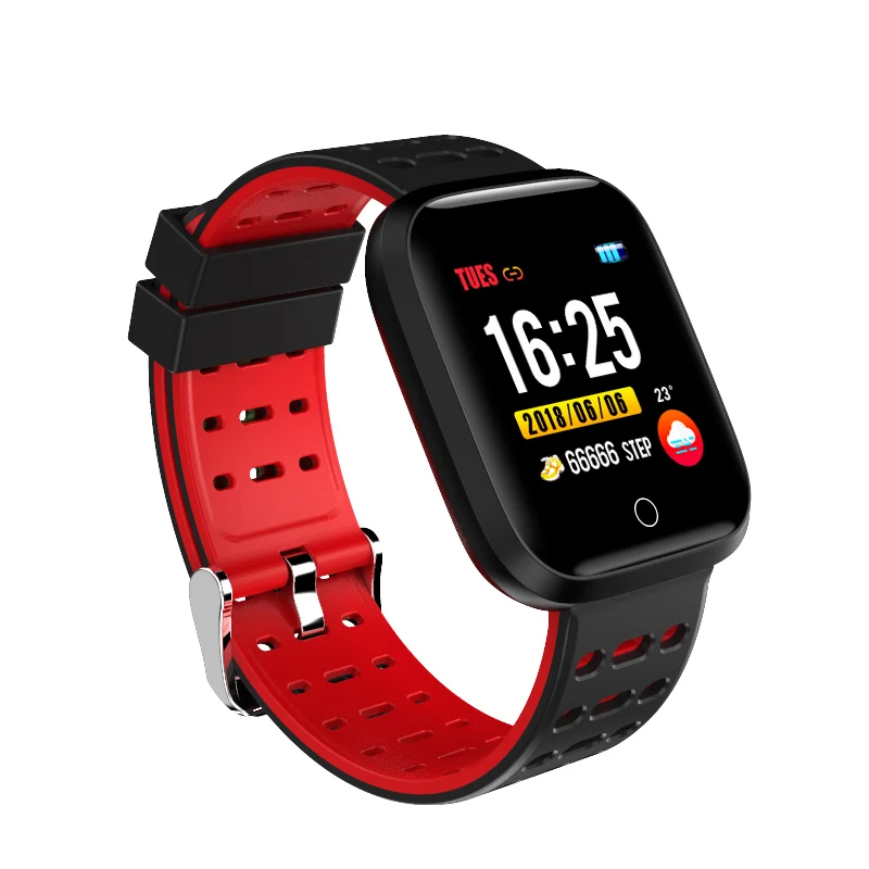 Красный Y18 Smartwatch IPS Color Touch Screen IP67 Waterproof Smart Watch Heart Rate Monitor Multiple Sport Modes Fitness Smart Bracelet - Цвет: Красный