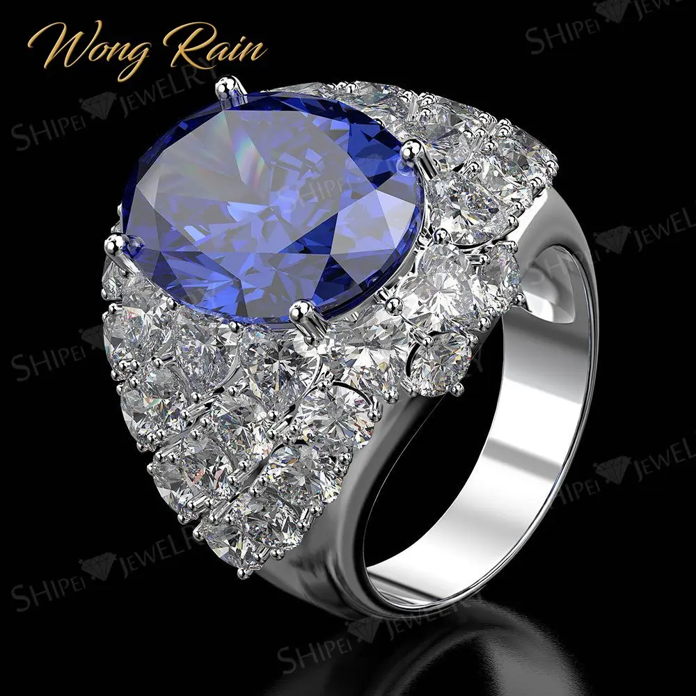 

Wong Rain Vintage 100% 925 Sterling Silver Sapphire Gemstone Wedding Engagement Cocktail Diamonds Ring Fine Jewelry Wholesale