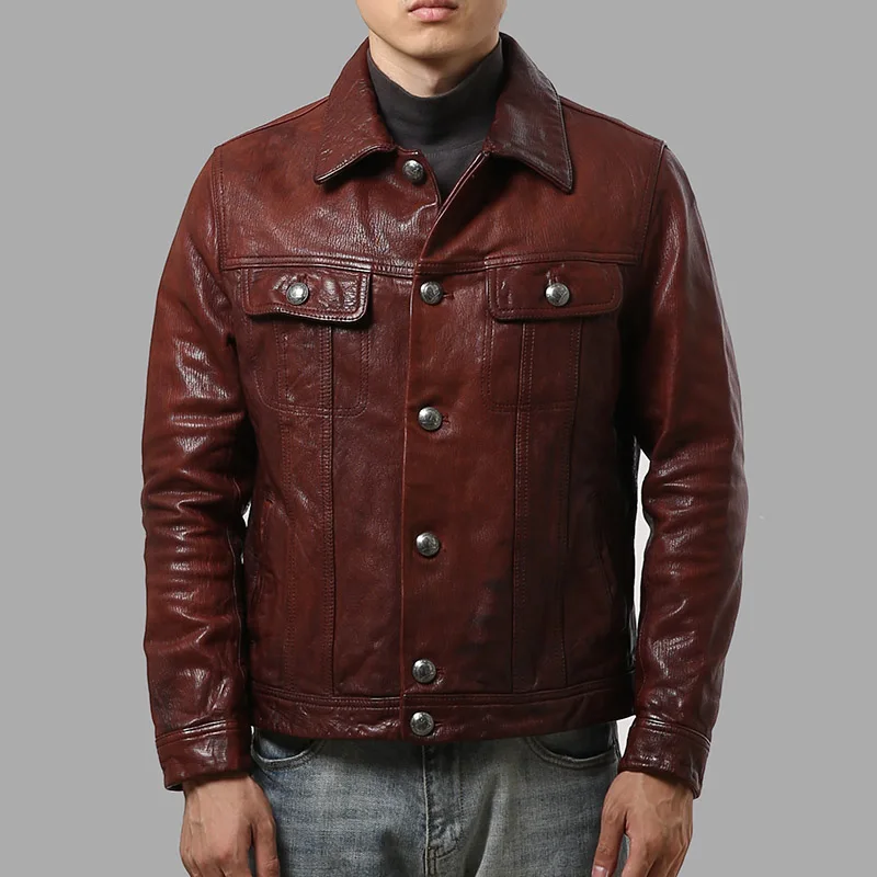 

AL-1905 Read Description! Asian size good goat leather jacket genuine goat leather jacket