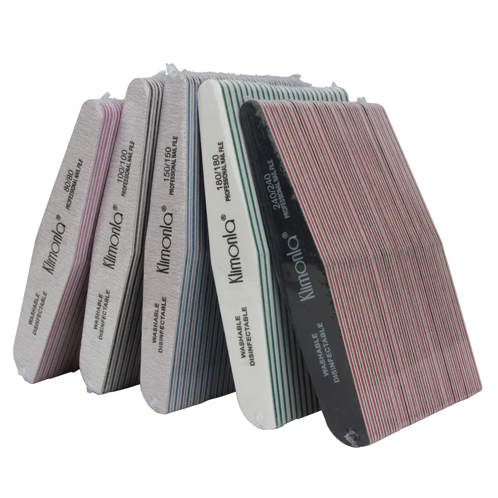 25Pcs/Lot Klimonla Zebra Curve Nail File Mix Grit Color Double-Side Emery Board Nail Buffering UV Gel Manicure Salon Tools DIY