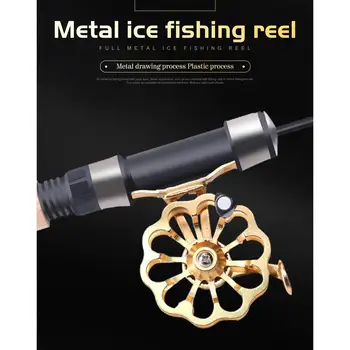 

Winter Super Short Retractable Fishing Set Lightweight Ice Fishing Telescopic 65cm Rod Mini Metal Ice Fishing Reel Set Guide Eye