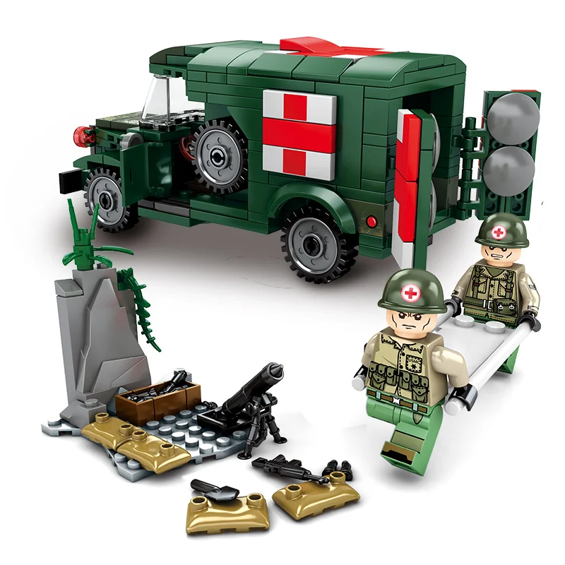 Black Hawk building block toy model car US Army T214-WC54 military ambulance toys 102071 Black Hawk building block toy model car US Army T214-WC54 military ambulance toys 102071