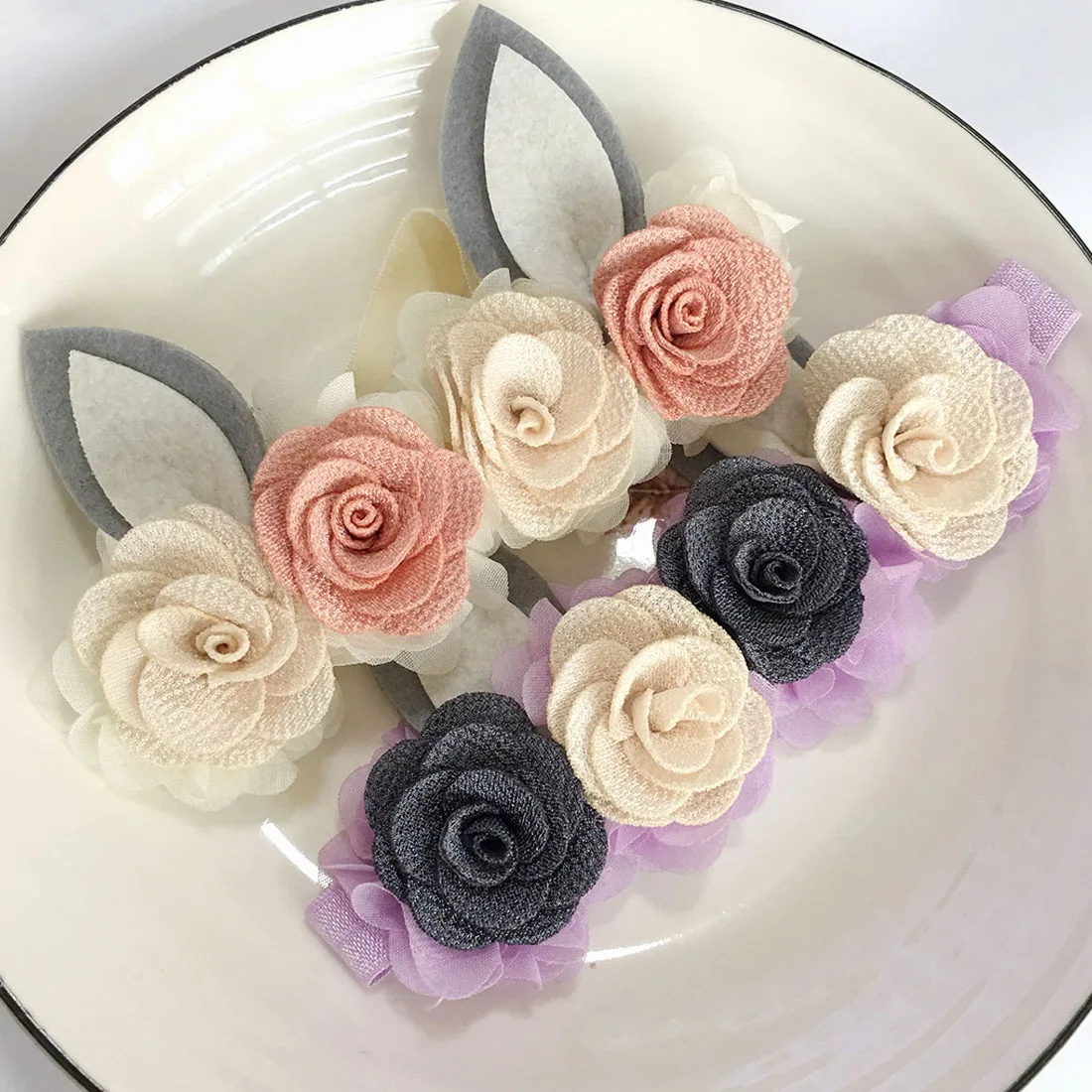 24Pcs/Lot 2022 New Baby Flower Headband Floral Hairbands For Girls Newborn Children Hair Accessories Bunny Ear Headbands |