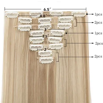 S-noilite 8Pcs/set Long Straight Clip in on Hair Extensions real Synthetic Black Brown Red Pink Purple 5