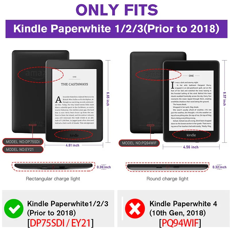 Kindle Paper Fall 7th Generation Abdeckung für Kindle Paper 3/2/1 (DP75SDI/EY21) mit Intelligenter Schlaf/Wake Ständer/Hand Streifen – Detail 1