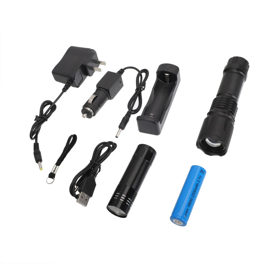 

110pcs/Set 20000LM Bright LED Zooming Rechargeable Flashlight 5 Ways Charger For Outdoor Hiking Camping Car