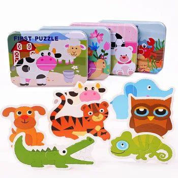 

Vehicle/Fruit/Animal Set Pair Puzzle Educational Gift Baby Toys Iron Box Infant Early Head Start Training Puzzle Cognitive Card
