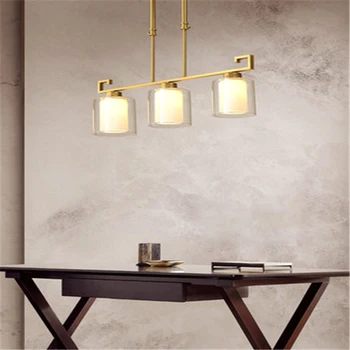 

Diner Room Chandelier Minimalist Bar Creative Personality Restaurant Lamp Dining Room Lights Copper New Chinese LED Bulbs Metal