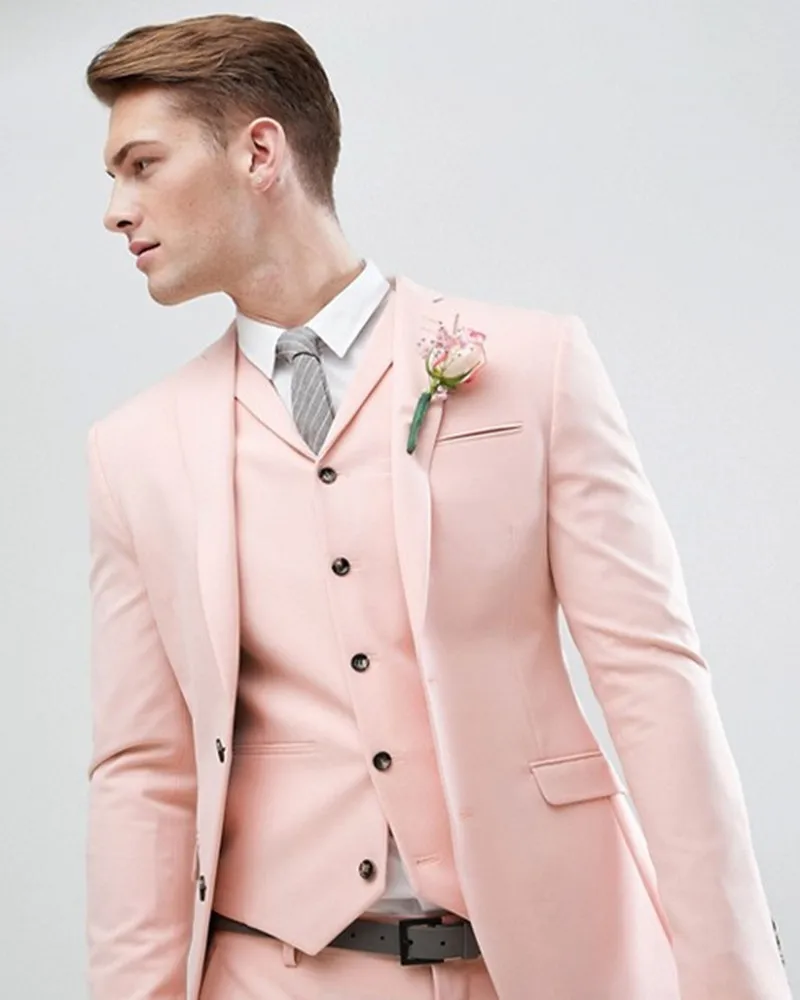 

Custom Made England Style Pearl Pink Wedding Suit Men Suits Slim Fit Men's Tailor Made Formal Suit (Jacket+Pants+Vest)