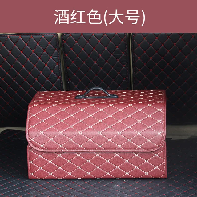 Ящик для хранения в багажник автомобиля сумка-Органайзер Складная из искусственной кожи авто сумка для инструментов Прочная Складная сумка для хранения багажника - Название цвета: wine red