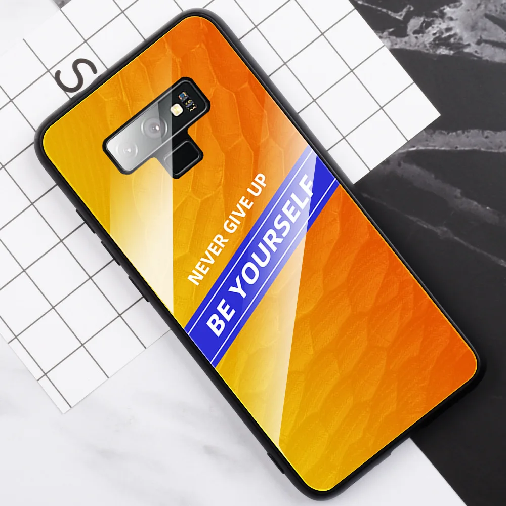 Для samsung Note 10 Note 10 Pro Note 8 Note 9 S10 S10 Plus A10 A30S A50S A80 A90 никогда не оставляйте слов Вдохновленный стеклянный Капа