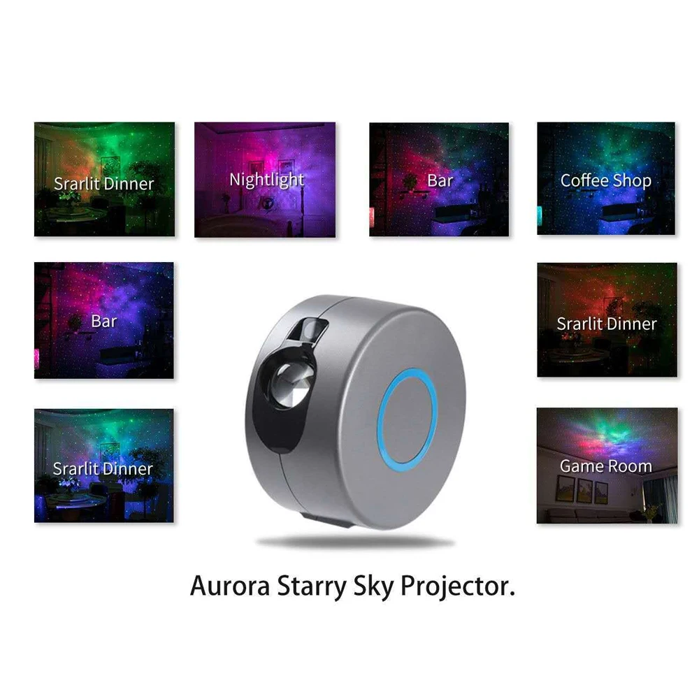 Laser Galaxy Starry Sky Projector Rotating Water Waving Night Light Led Colorful Nebula Cloud Lamp Atmospher Bedroom Beside Lamp 9