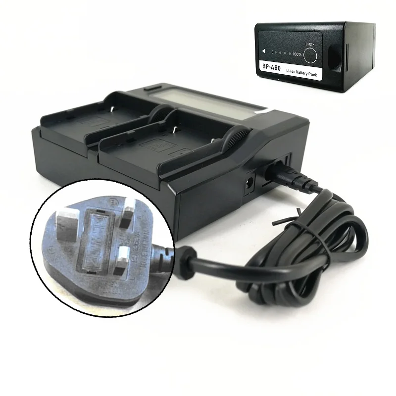 6800 мА/ч, BP-A60 Батарея+ LCD Dual charger Kit для цифровой однообъективной зеркальной камеры Canon EOS C500 II C200 C300 Mark II заменить BP-A30 BP-A90 A30 A60 A90 - Цвет: UK Charger Battery