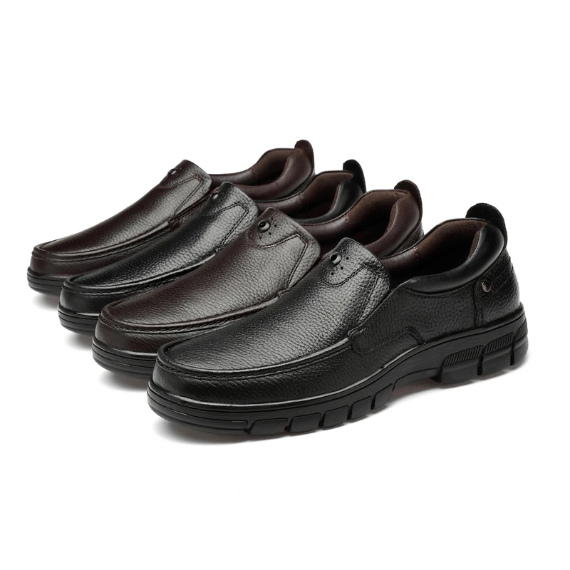 Мужская прогулочная обувь из натуральной кожи; мужские мокасины без застежки на толстой подошве; Уличная обувь; мужские кроссовки; лоферы из воловьей кожи; большой размер 48