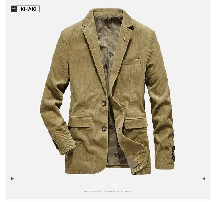 Вельвет 2 кнопки мужской костюм, блейзер Повседневный Блейзер, куртка офисный пиджак в деловом стиле мужская одежда