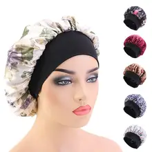 Женский Печатный колпак для сна, ночная шапочка для сна, шапка для ухода за волосами, мусульманский тюрбан, широкий диапазон, дышащая сетка, двухслойные шапочки Skullies