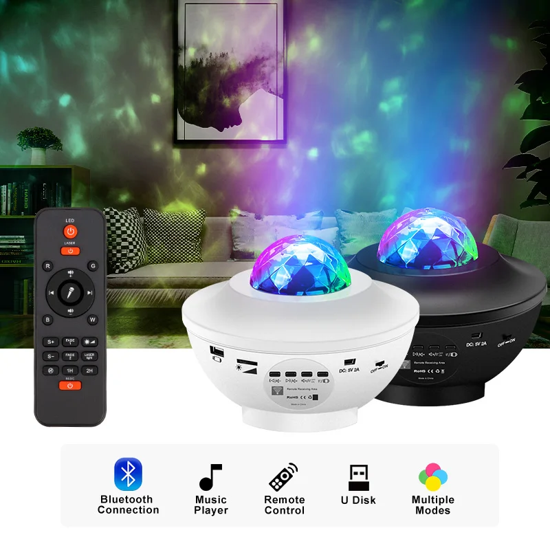 LED Galaxy Starry Night Sky Projector Lamp Ocean Wave Star Lights Party Decor 