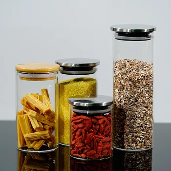 

Glass Storage Jars with Lids Dustproof Moisture Cereal Dispenser Bottle Large Capacity Glass Container for Food Spices Candy Jar