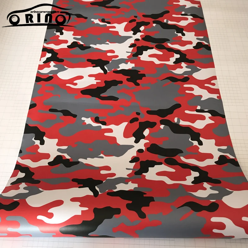 Black Red White Camouflage Vinyl Film-1