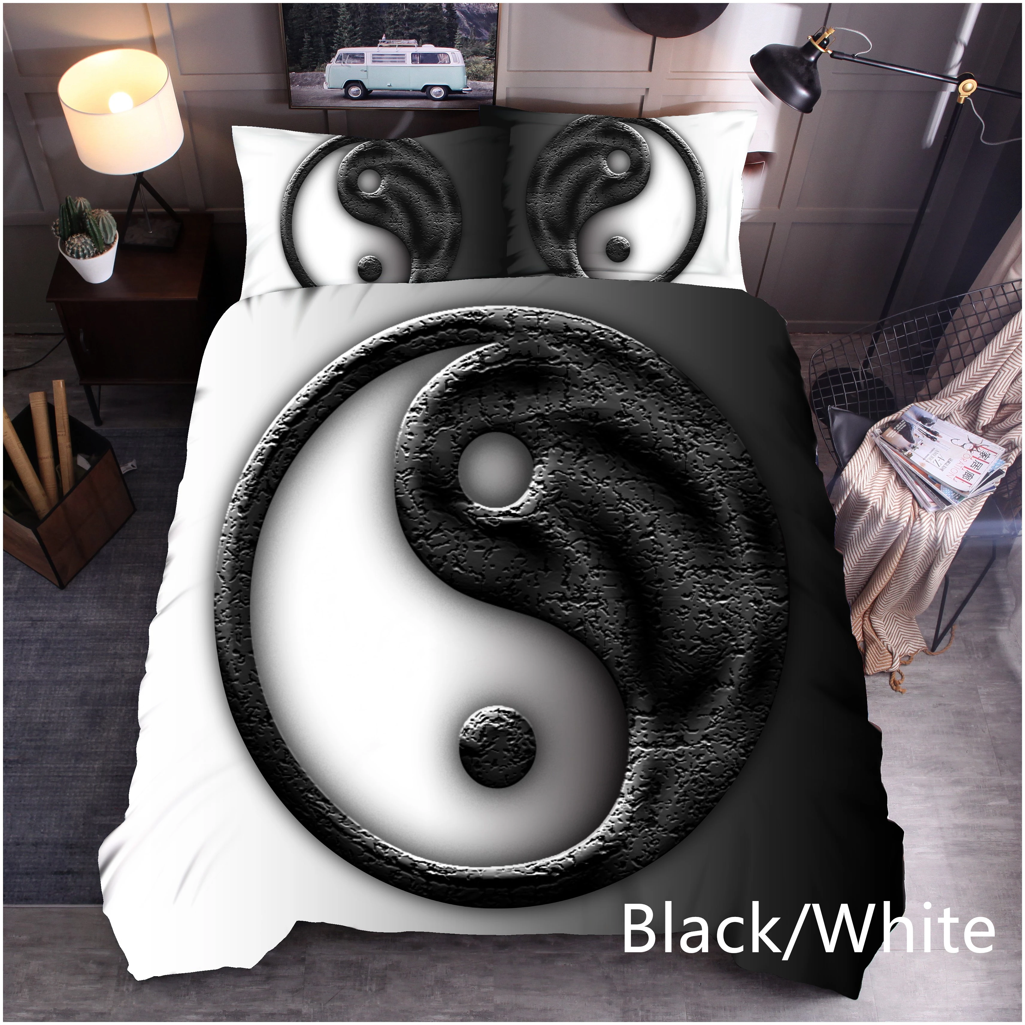 

TaChi Ink Painting Bedding set Chinese Style Quilt Cover Bedroom Decor Twin Queen King Size Soft Pillowcases