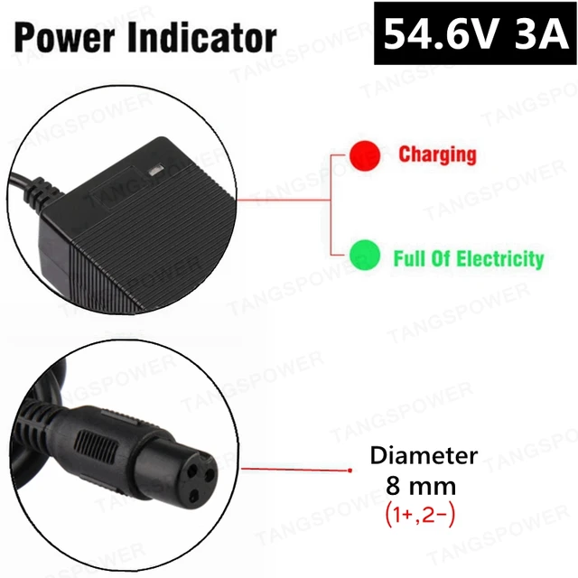 TANGSPOWER 54.6V 3A Lithium Battery Charger 54.6V3A electric bike Charger for 13S 48V Li-ion Battery pack charger High quality 3P GX12