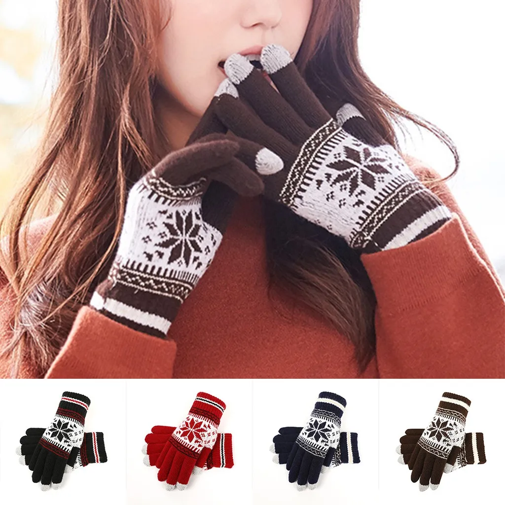 

New Winter Female Warm Unisex Winter Wool Plus Velvet Thickening Couple Warm Riding Gloves Wrist Touch Screen Driving Gloves#11