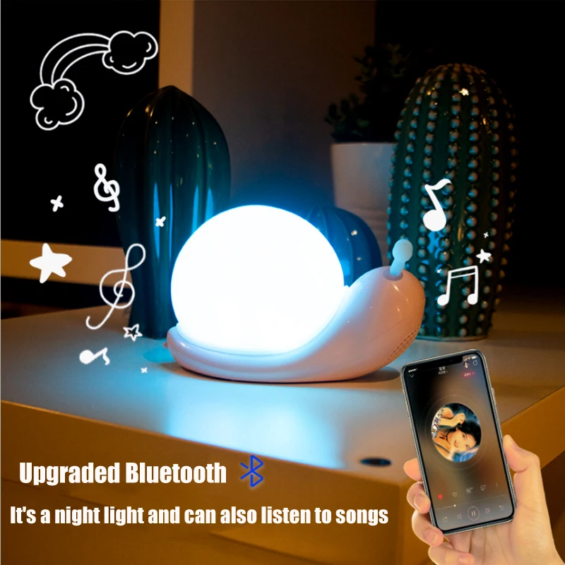 

Миниатюрный Bluetooth-динамик со стереозвуком, ночник в виде улитки, светильник в виде Луны с игрушкой для сна, милая детская игрушка, ночник