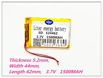 524462 3.7V 1500MAH Lithium Polymer Li-Po li ion Rechargeable Battery cells For Mp3 MP4 MP5 GPS mobile bluetooth