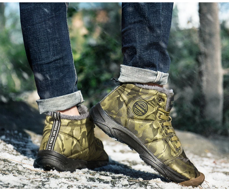 VESONAL/Брендовые мужские зимние ботинки для взрослых; новые теплые короткие плюшевые кроссовки; мужские повседневные сапоги; Удобная нескользящая обувь