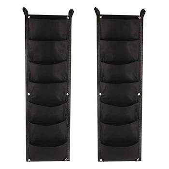 

Grow Hanging Wall Indoor Bags Planter 7 Outdoor Pockets Planting Gardening Vertical Greening Flower Container Black Plant Pouch
