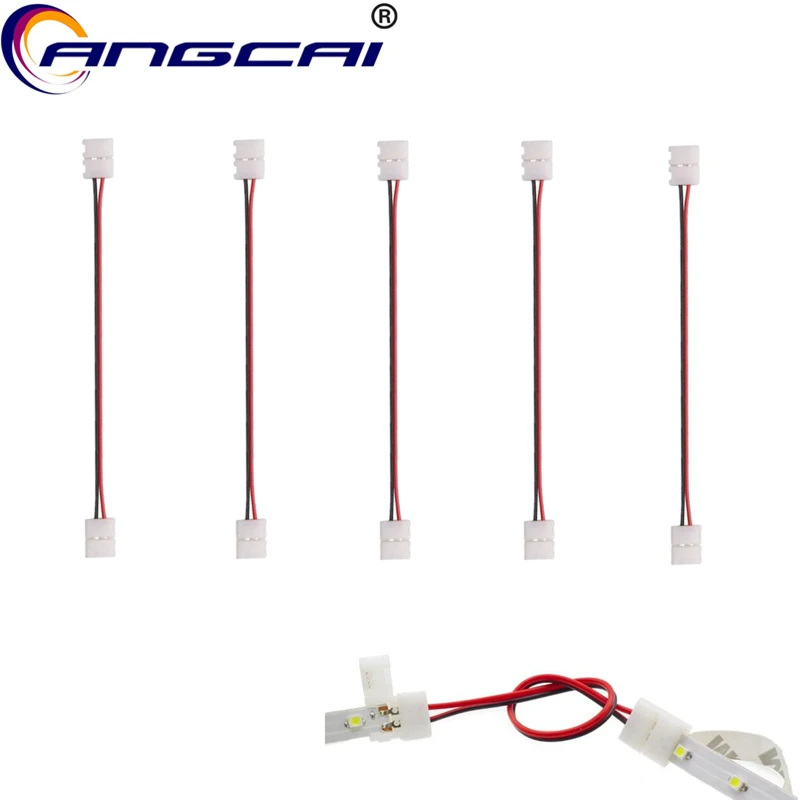 #cheap Angcai 2 4 Pin LED Light Strip Jumper Connector For 10mm SMD5050 12 24V Single Color Solderless Wire Tape Wide Flexible RGB