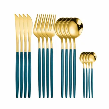 

Kitchen Set Dinnerware 16Pcs Pink Gold Dinner Set Stainless Steel Cutlery Set Fork Spoon Knife Tableware Flatware Dropshipping