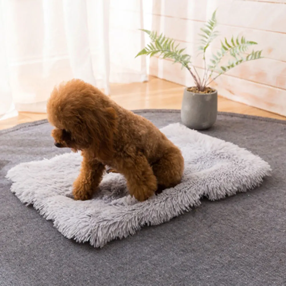 Wear Resistant Pet Mat Practical Plush Bed Autumn Winter Soft Kennel Dog Cat Rectangle Durable Sleeping Keep Warm Home - Цвет: Light Grey