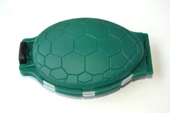 

100Set 12 Compartments Tortoise Shape Green/Blue Plastic Turtle Fishing Lure Hooks Storage Tackle Case Box Pocket