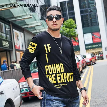 

Big size Men's Wear super Brand Plus Fat Plus Fat Man T Shirt Fat Printing Loose Long Sleeve Backing Shirt