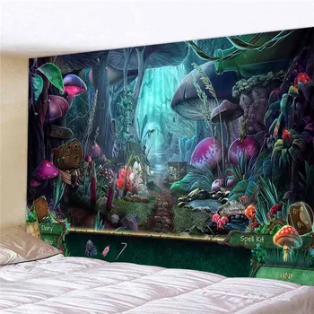

Fantasy Forest Castle Tapestry Wall Hanging Home Kid Bedroom Backdrop Decor Art Hippie Tapestry Wall Carpet Psychedelic Tapestry
