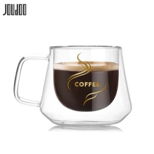 JOUDOO Двойные Прозрачные кофейные кружки с ручкой кружка для питья с двойными стенками Стеклянная чайная чашка креативный подарок посуда для напитков 35