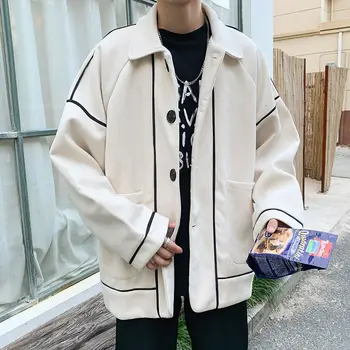 

Deerskin Velvet Jacket Men's Fashion Solid Color Casual Jacket Men Streetwear Wild Loose Korean Jackets Coat Mens M-3XL