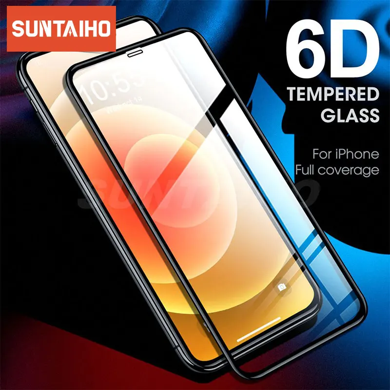 6D Full Cover Tempered Glass For iPhone 12 Pro Mini 8 7 6 6s Plus screen protector Protective glass for iphone 11Pro X XR XS MAX | Мобильные