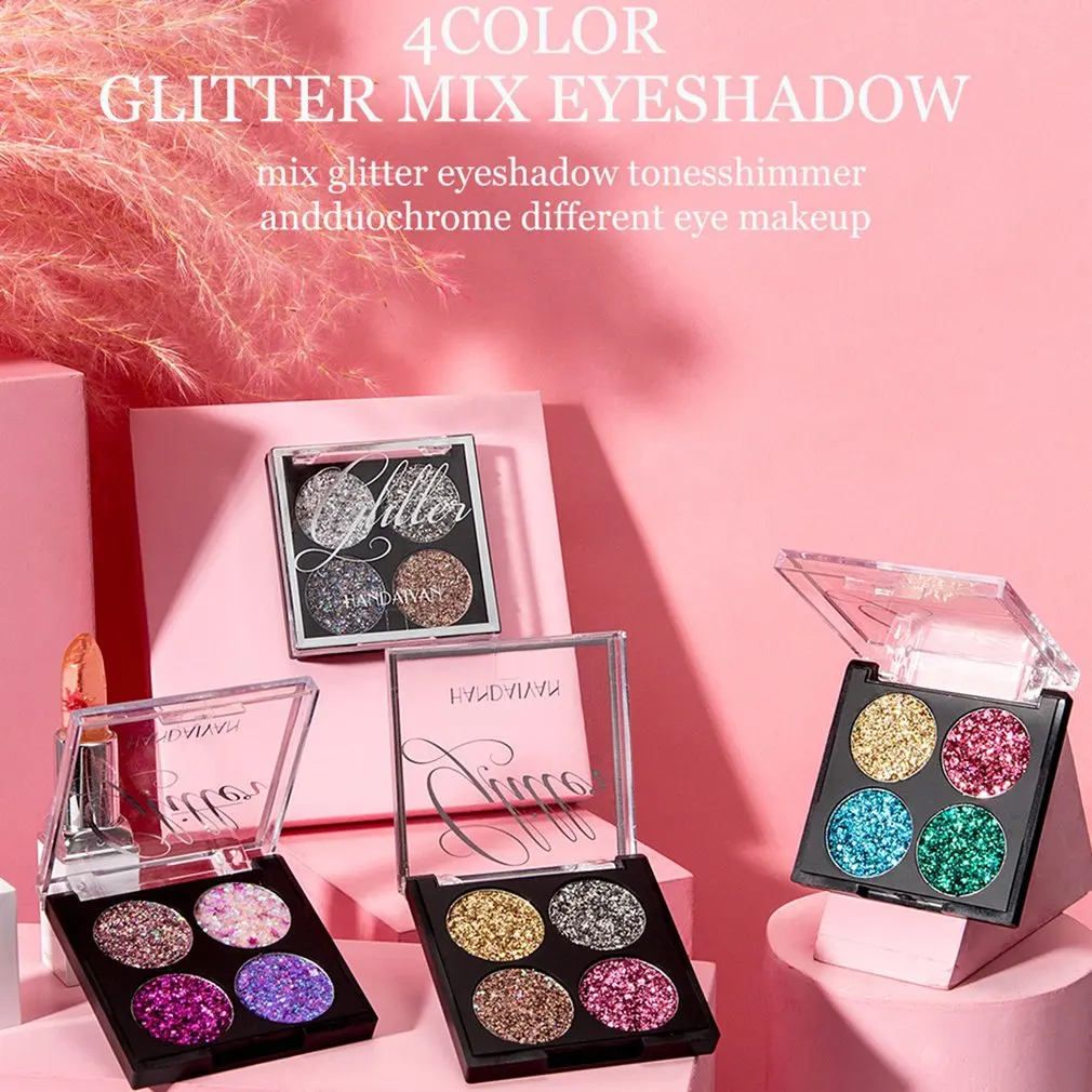 

Diamond Shaped Scallion Sequin Eyeshadow Girly Five-Pointed Star Fragment Eyeshadow 4-Color Eyeshadow Palette