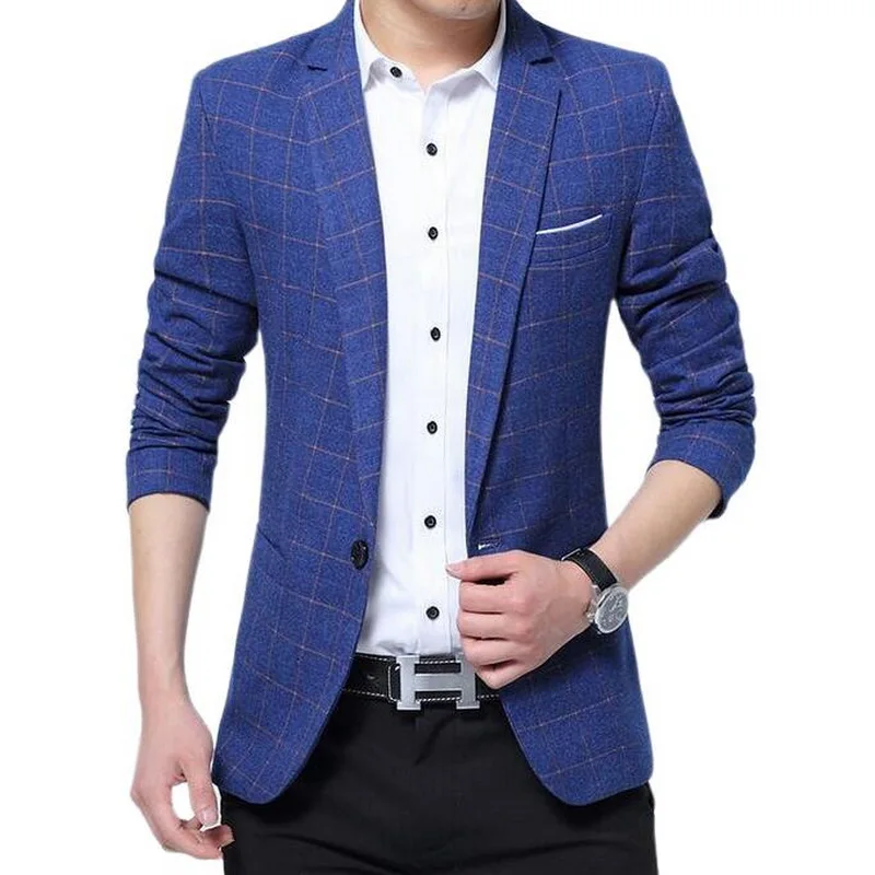 Мужской повседневный деловой стиль Блейзер Модный маленький костюм мужской пиджак британская версия Тонкий британский клетчатый блейзер