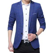 Мужской повседневный деловой стиль Блейзер Модный маленький костюм мужской пиджак британская версия Тонкий британский клетчатый блейзер