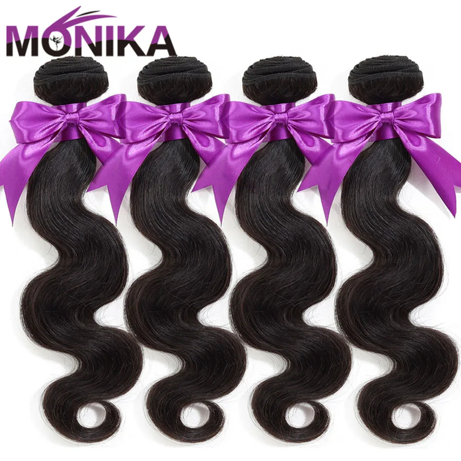 

Monika Hair Tissage Brazilian Body Wave Bundles 3/4 Bundle Deals 100% Human Hair Weave Bundles Non Remy Hair 8-30 inch Bundles