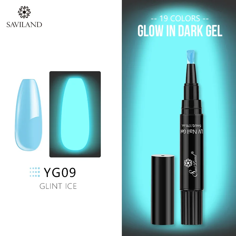 YG09 SAVILAND 5ml Glow In The Dark Nail Gel Polish Neon Fluorescent Luminous Soak Off UV LED Lamp Semi Permanent Shimmer Nail Art - Цвет: YG09