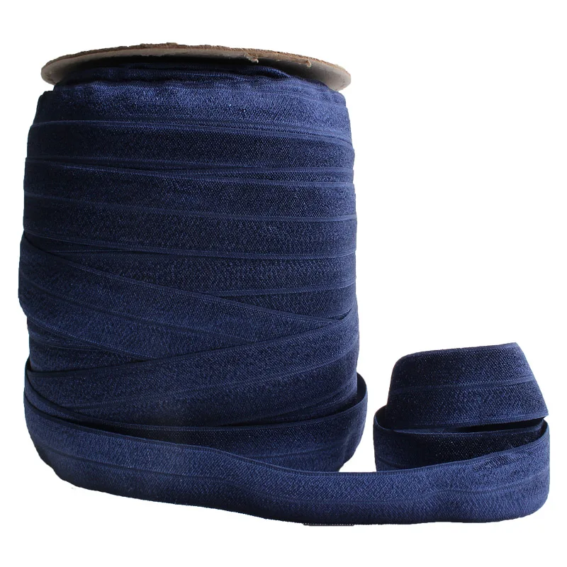 

(100 yards/lot) Wholesale price 1" 2.5cm navy color fold over elastic foe