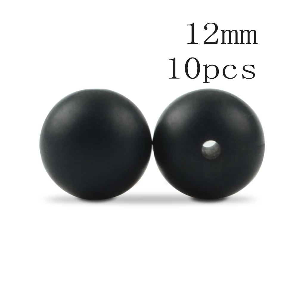 Smoky black LOFCA 10 шт./лот, силиконовые бусины, 12 мм, свободные бусины, Детские Прорезыватели, игрушка без бисфенола, пищевого класса, DIY, жевательные ювелирные подвески, изготовление - Цвет: Smoky black