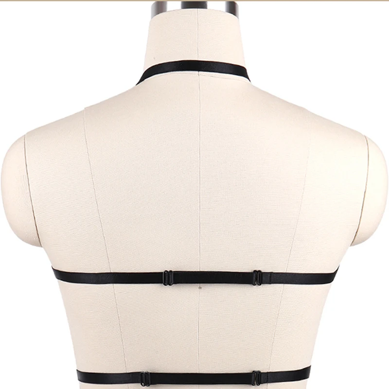 Pentagram Body Harness Cage Punk Bra Woman Sexy Lingerie Pastel Goth Black Body Bondage Belt Rave Open Chest Harness Bra