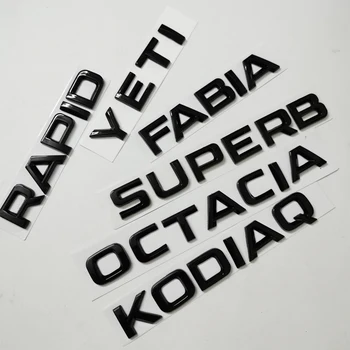 

For Skoda Displacement Sticker Emblem Sticker For Skoda Octavia Superb YETI Kodiaq Fabia Rapid Badge Trunk Sticker Bright Black