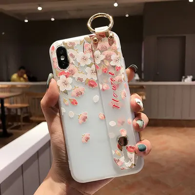 098 Держатель чехол для телефона для iphone 11 Pro Max X XR 10 XS Max 7 8 6 6s Plus чехол s цветок Мягкий ТПУ силиконовый браслет ремешок Ремешок Крышка - Цвет: 098