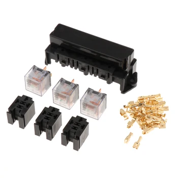

10 Way Car Auto Boat Marine Blade Fuse Box Block Cover +40a 80a relay